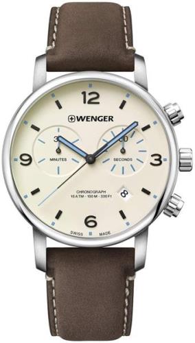 Wenger 99999 Herreklokke 01.1743.111 Beige/Lær Ø44 mm