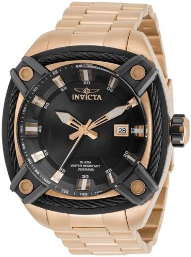 Invicta Bolt Herreklokke 31359 Sort/Rose-gulltonet stål Ø50 mm