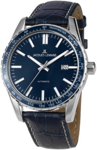 Jacques Lemans Liverpool Herreklokke 1-2075C Blå/Lær Ø44 mm