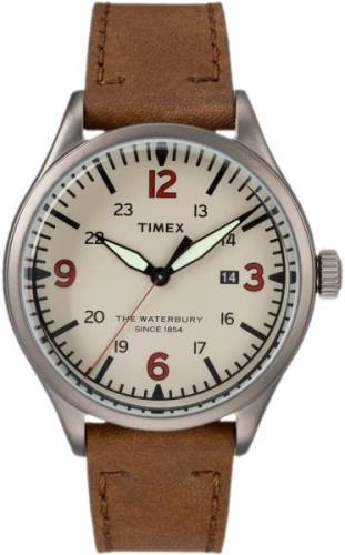 Timex The Waterbury Herreklokke TW2R38600 Antikkhvit/Lær Ø40 mm