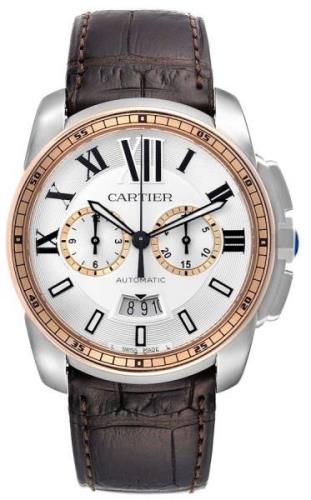 Cartier Calibre de Cartier Herreklokke W7100043 Sølvfarget/Lær Ø42