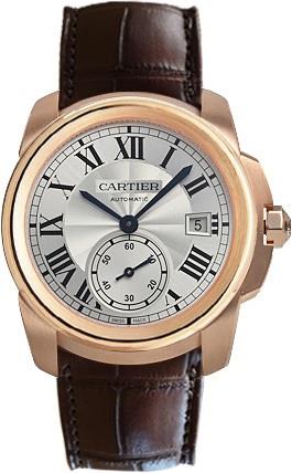 Cartier Calibre de Cartier Herreklokke WGCA0003 Sølvfarget/Lær Ø38