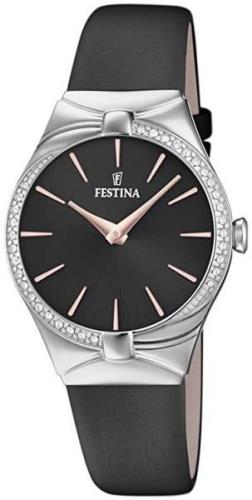 Festina Mademoiselle Dameklokke F20388-3 Grå/Lær Ø31 mm