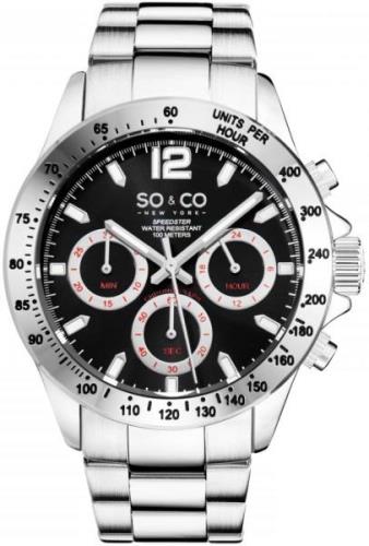 So & Co New York Tribeca Herreklokke 5509.2 Sort/Stål Ø42 mm