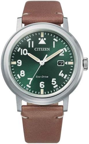 Citizen 99999 Herreklokke AW1620-13X Grønn/Lær Ø42 mm