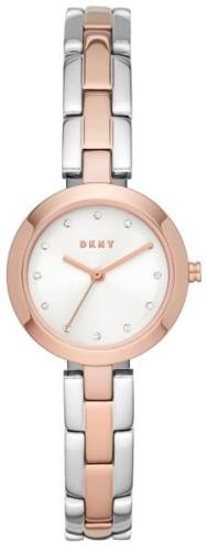 DKNY City Link Dameklokke NY2919 Hvit/Rose-gulltonet stål Ø26 mm