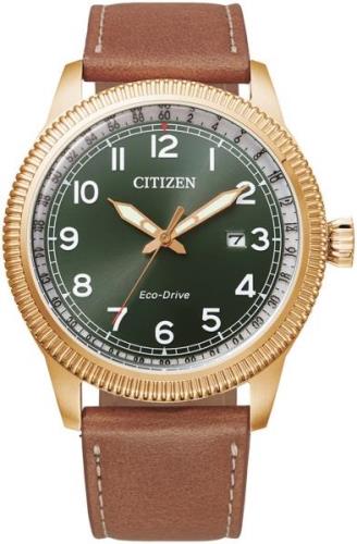 Citizen Eco Drive 180 Herreklokke BM7483-15X Grønn/Lær Ø43 mm