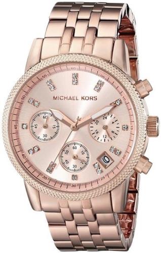 Michael Kors Ritz Dameklokke MK6077 Rosegullfarget/Rose-gulltonet