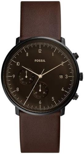 Fossil Chase Timer Herreklokke FS5485 Sort/Lær Ø42 mm