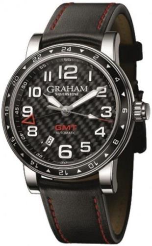 Graham Silverstone Time Zone Herreklokke 2TZAS.B02A Sort/Lær Ø42 mm