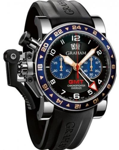 Graham Chronofighter Oversize Herreklokke 2OVGS.B26A Sort/Gummi Ø47