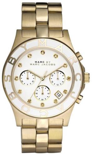 Marc by Marc Jacobs Dameklokke MBM3081 Blade Hvit/Gulltonet stål