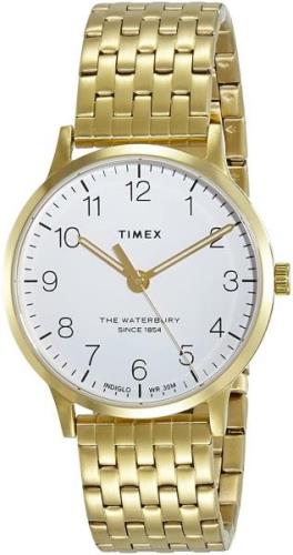 Timex Dameklokke TW2R72700 The Waterbury Hvit/Gulltonet stål Ø36 mm