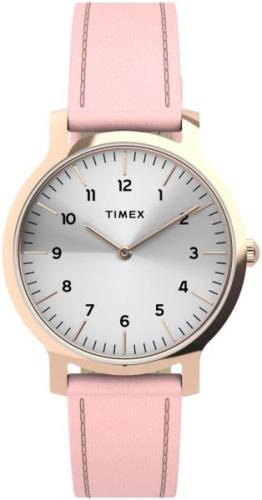 Timex Dameklokke TW2U22700 Norway Sølvfarget/Lær Ø34 mm