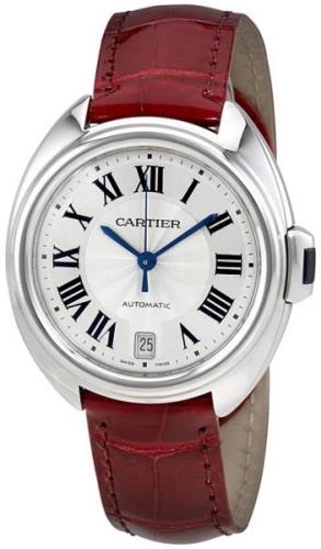 Cartier Dameklokke WSCL0017 Cle de Sølvfarget/Lær Ø35 mm