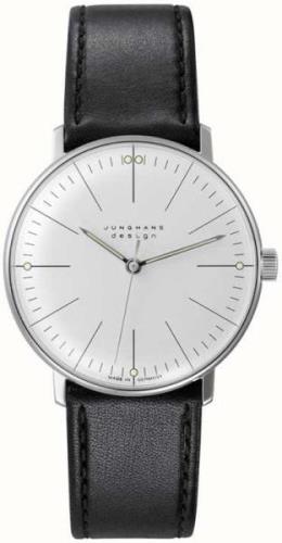 Junghans Dameklokke 27/3700.04 Max Bill Sølvfarget/Lær Ø34 mm