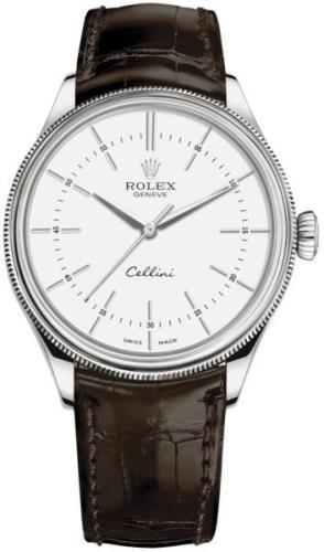 Rolex Herreklokke 50509-0017 Cellini Time Hvit/Lær Ø39 mm