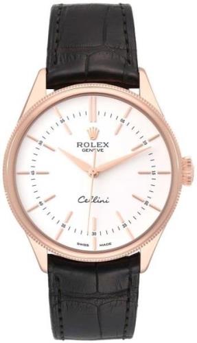 Rolex Herreklokke 50505-0020 Cellini Time Hvit/Lær Ø39 mm