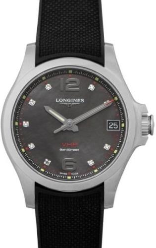 Longines Dameklokke L3.316.4.88.9 Conquest V.H.P. Sort/Gummi Ø36 mm