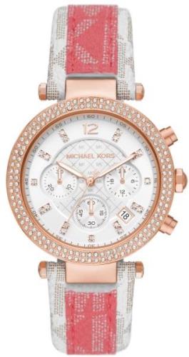 Michael Kors Dameklokke MK6951 Parker Hvit/PVC (Polyvinylklorid) Ø39