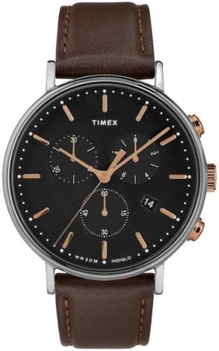 Timex Herreklokke TW2T11500 Fairfield Sort/Lær Ø41 mm