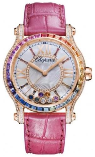 Chopard Dameklokke 274891-5007 Happy Sport Sølvfarget/Lær Ø36 mm