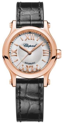 Chopard Dameklokke 274893-5001 Happy Sport Sølvfarget/Lær Ø30 mm