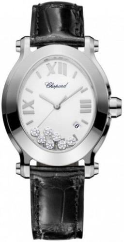 Chopard Dameklokke 278546-3001 Happy Sport Hvit/Lær 34x31 mm