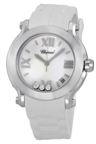 Chopard Dameklokke 278475-3016 Happy Sport Hvit/Gummi Ø36 mm