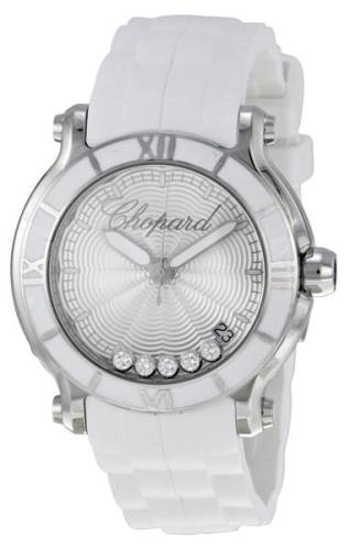 Chopard Dameklokke 278551-3001 Happy Sport Sølvfarget/Gummi Ø36 mm