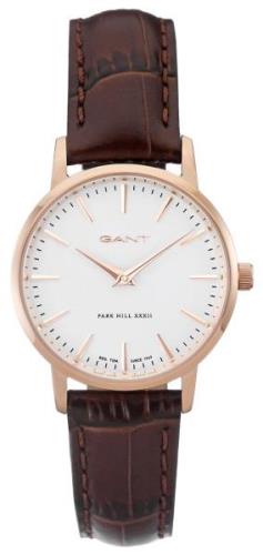 Gant Dameklokke W11402 Hvit/Lær Ø32 mm