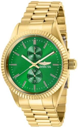 Invicta Herreklokke 29429 Specialty Grønn/Gulltonet stål Ø43 mm