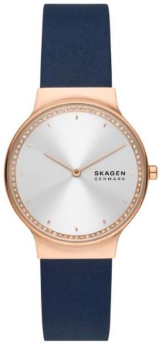 Skagen Dameklokke SKW3026 Freja Sølvfarget/Rose-gulltonet stål Ø34