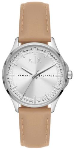 Armani Exchange Dameklokke AX5259 Lady Hampton Sølvfarget/Lær Ø36