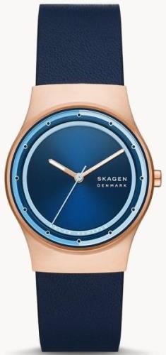 Skagen Dameklokke SKW3021 Sol Blå/Lær Ø34 mm