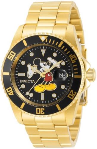 Invicta Herreklokke 32384 Disney Sort/Gulltonet stål Ø42 mm