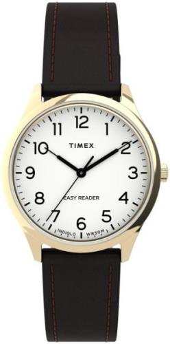 Timex Dameklokke TW2U21800 Easy Reader Hvit/Lær Ø32 mm