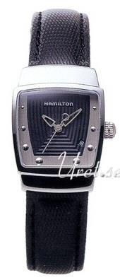 Hamilton Dameklokke H16211332 American Classic Everest Sort/Lær