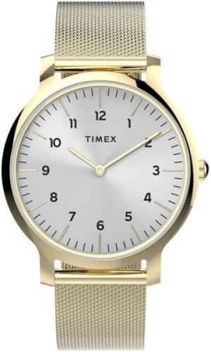 Timex Dameklokke TW2U22800 Hvit/Gulltonet stål Ø34 mm