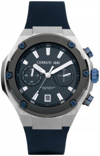 Cerruti 1881 Herreklokke CIWGO2206107 Blå/Gummi Ø44 mm