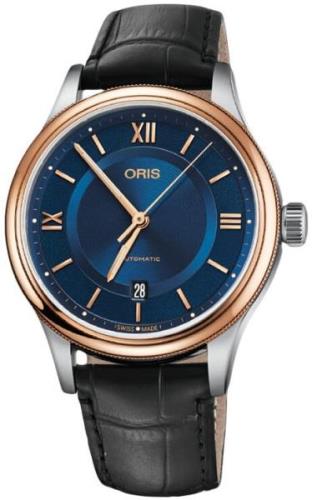 Oris Dameklokke 01 733 7719 4375-07 5 20 35 Culture Blå/Lær Ø42 mm