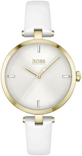 Hugo Boss Dameklokke 1502588 Majesty Sølvfarget/Lær Ø32 mm