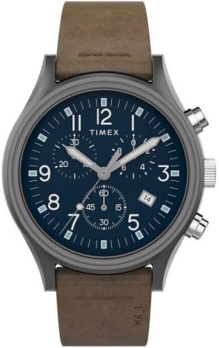 Timex Herreklokke TW2T68000D7 Blå/Lær Ø42 mm