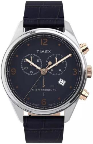 Timex Herreklokke TW2U04600D7 Sort/Lær Ø42 mm