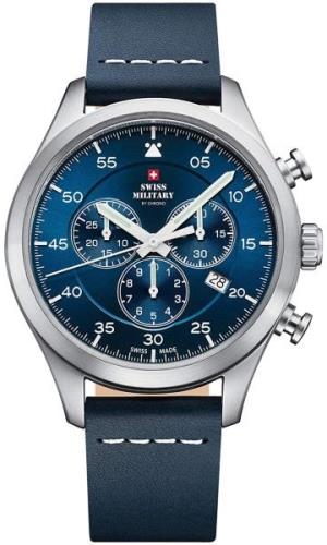 Swiss Military Herreklokke SM34076.05 Chrono Blå/Lær Ø43 mm