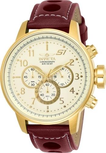 Invicta Herreklokke 24084 S1 Rally Antikkhvit/Lær Ø48 mm