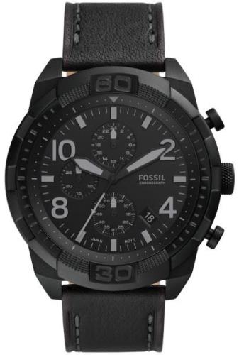 Fossil Herreklokke FS5874 Bronson Sort/Lær Ø50 mm