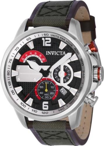 Invicta Herreklokke 41685 Aviator Sort/Lær Ø46 mm