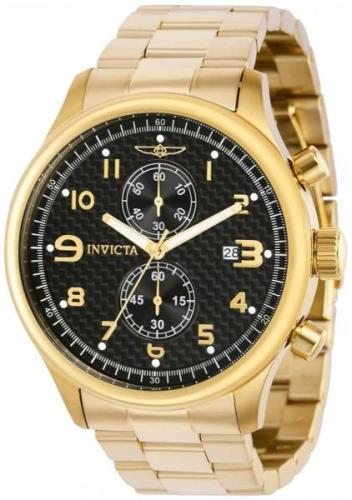 Invicta Herreklokke 38026 Specialty Sort/Gulltonet stål Ø48 mm