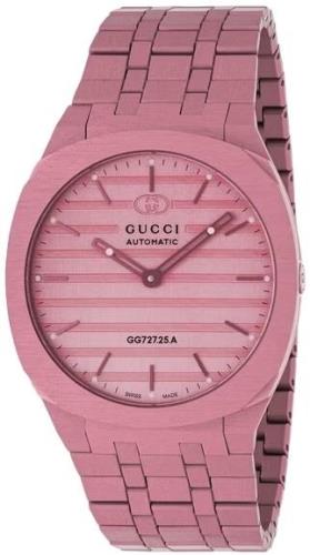 Gucci 25H Dameklokke YA163314 Rosa/Stål Ø40 mm